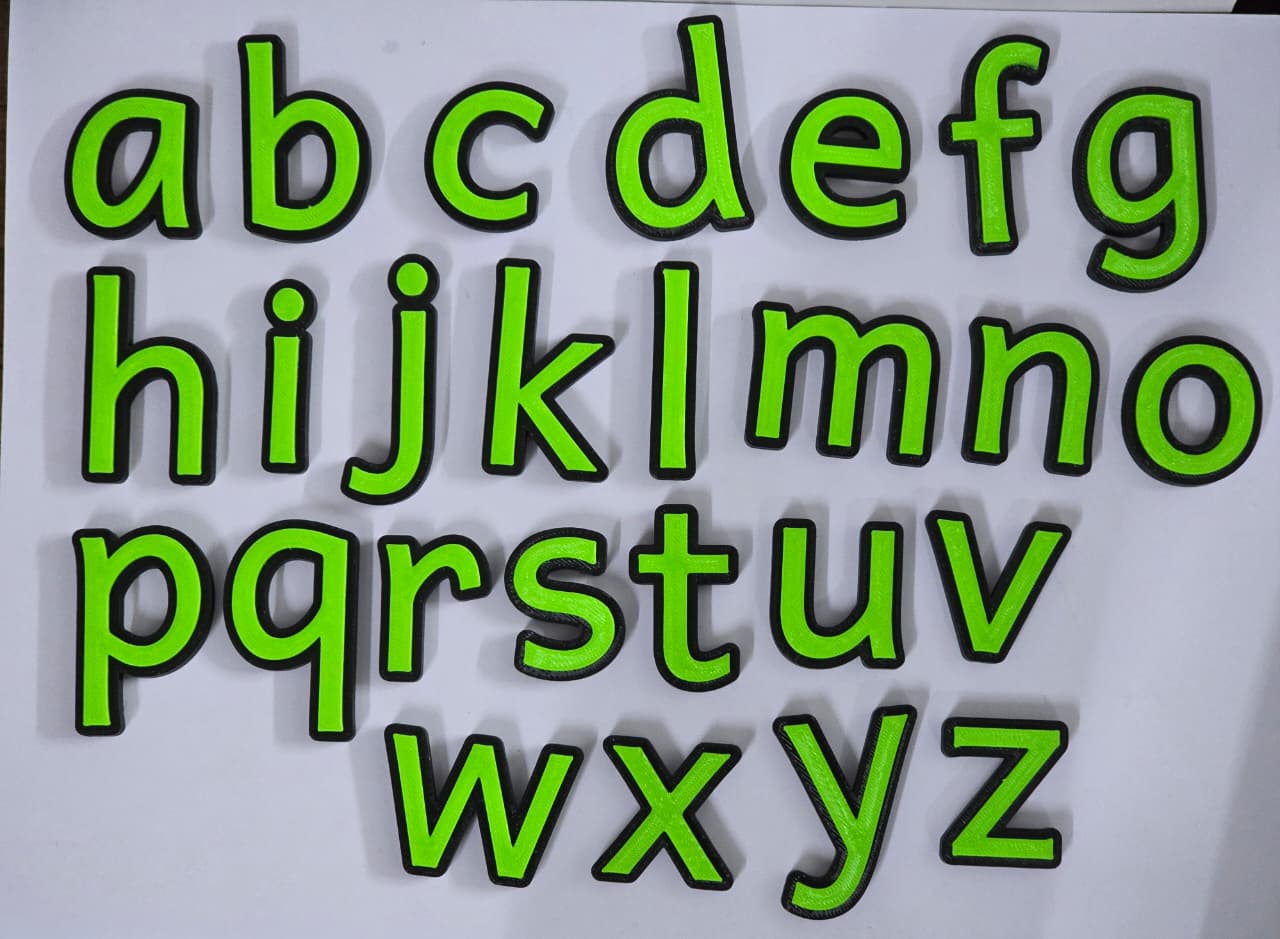 Lowercase alphabets black green